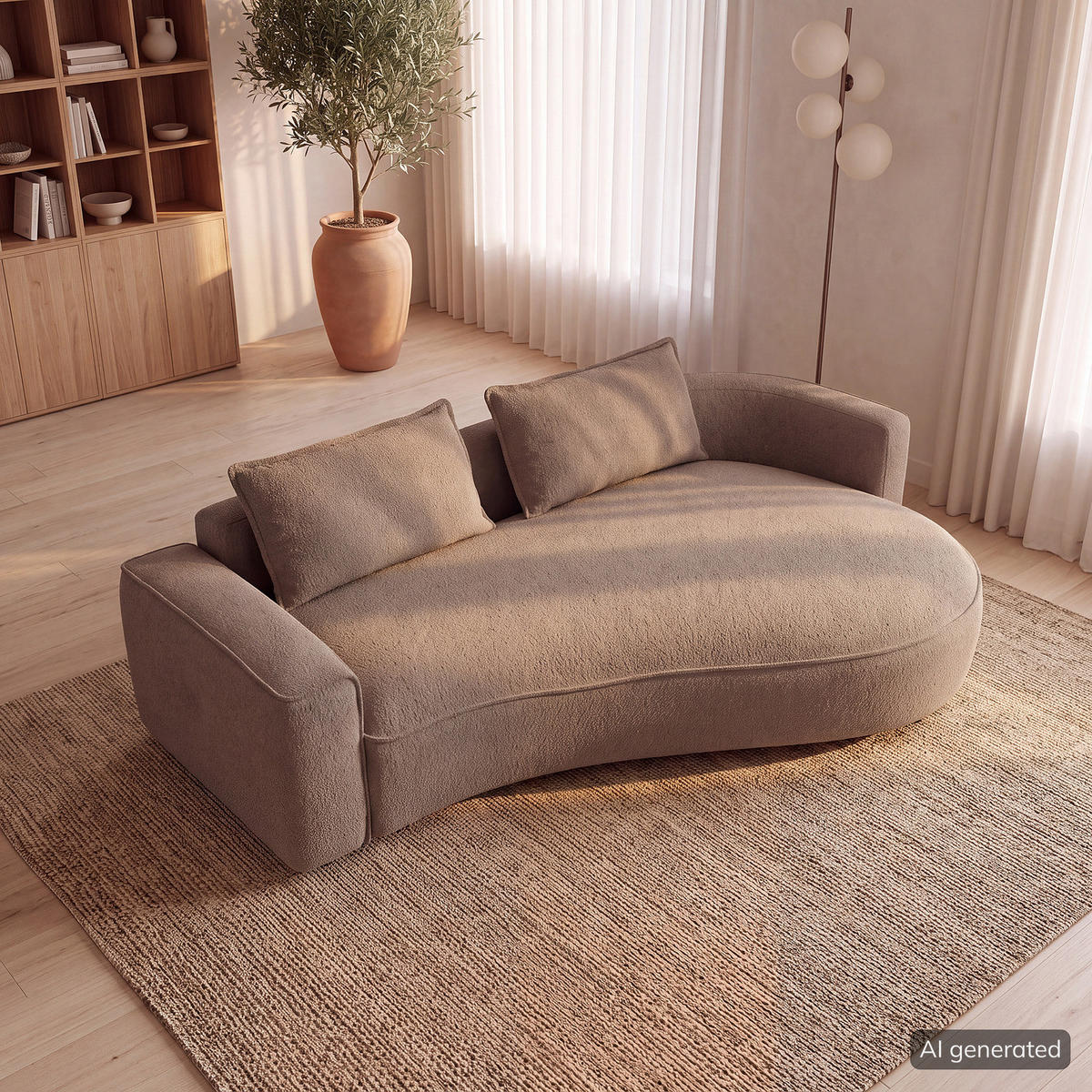 2,5-SITZER SOFA - Beige/Schwarz, Kunststoff/Textil (217/82/146cm) - home24