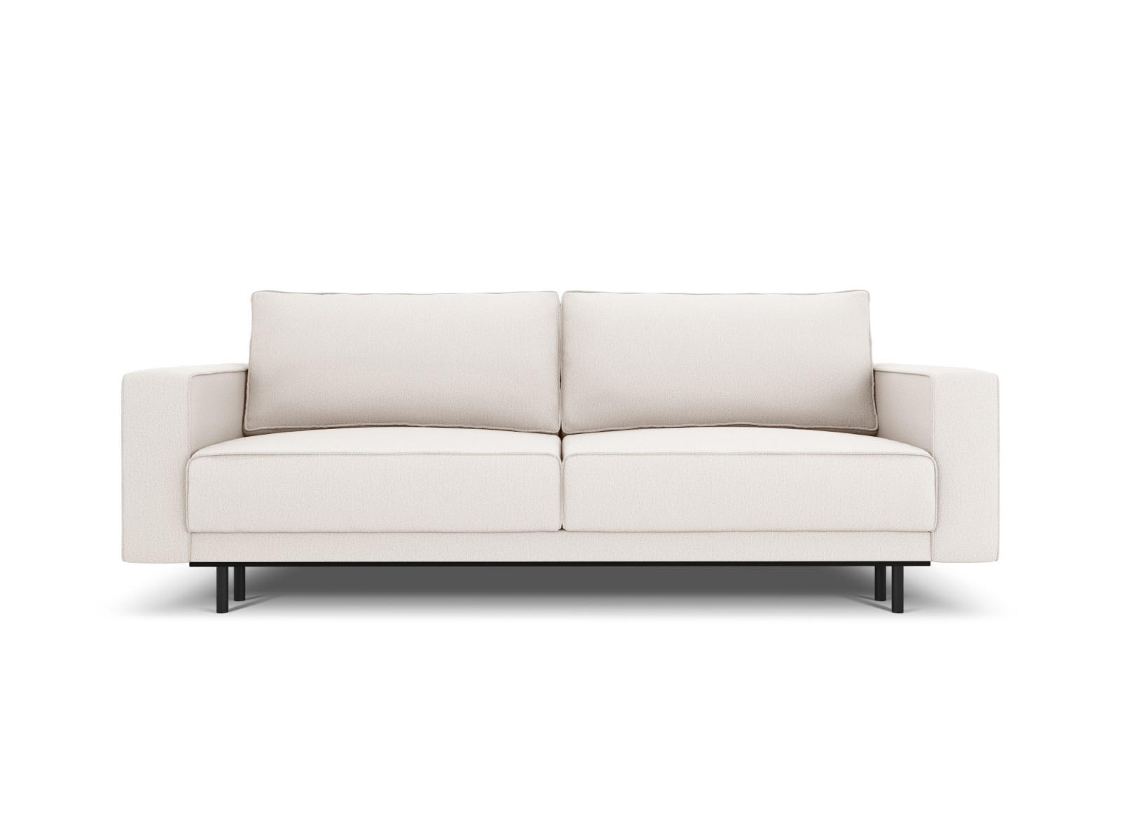AUSKLAPPBARES-SOFA mit Bettkasten Caro aus strukturiertem Stoff leichtes beige 3 Sitzplätze - Beige, Textil (97/93/236cm) - Micadoni