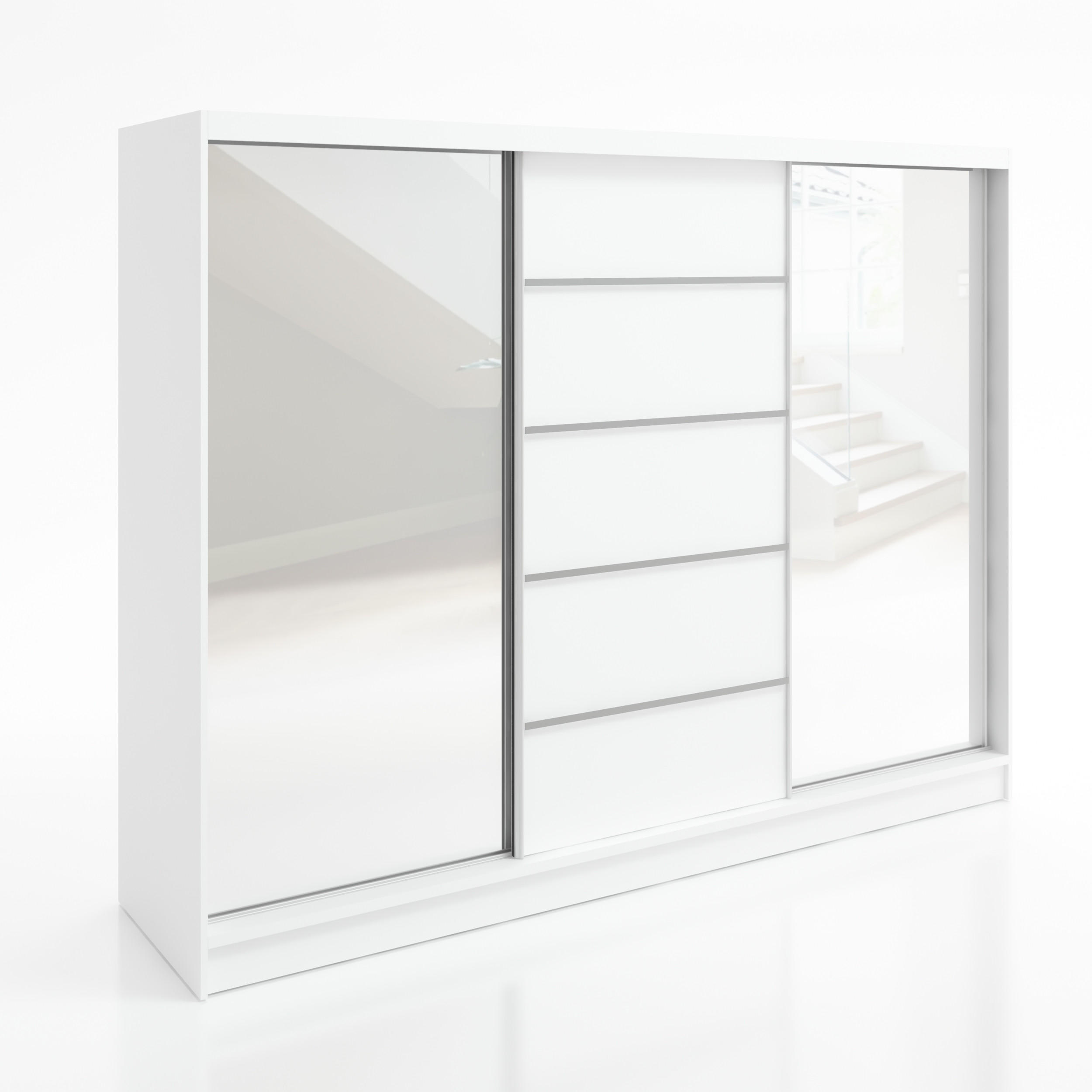 SCHWEBETÜRENSCHRANK 200 CM TOP Farbe: Weiß - Weiß, Holzwerkstoff (200/215/60cm) - A&J MöbelLand