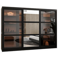 SCHWEBETÜRENSCHRANK 200/250/62 3-türig - Schwarz, Holz/Kunststoff (250/200/62cm) - Abiks Möbel