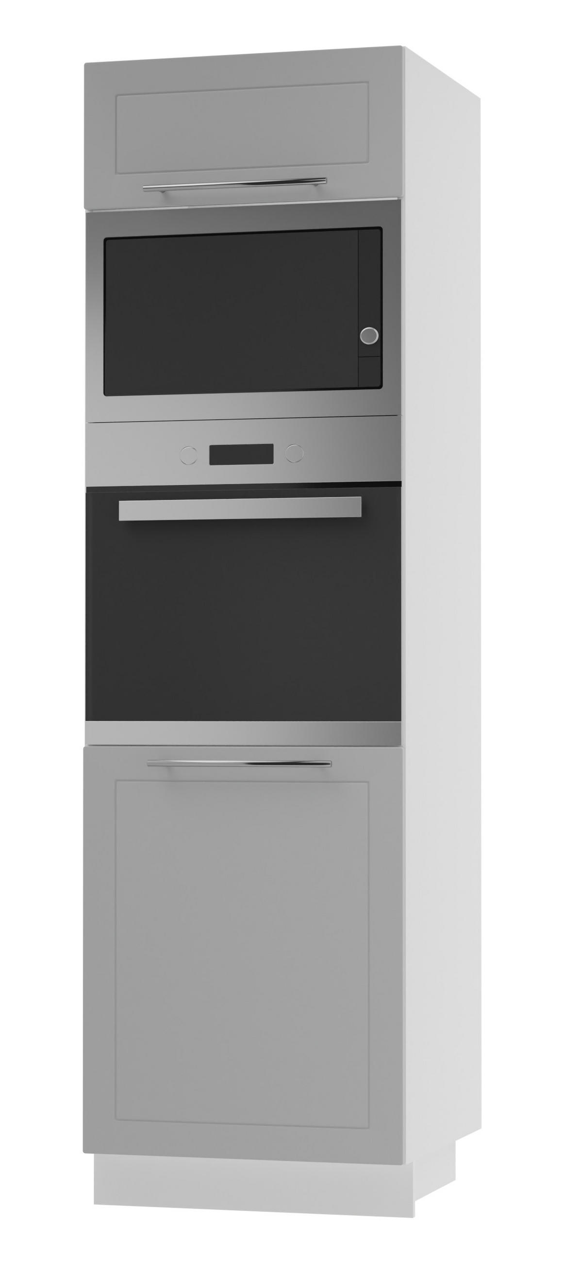 Feldmann-Wohnen Backofen-Hochschrank Grau, Weiß 60x207x59 cm