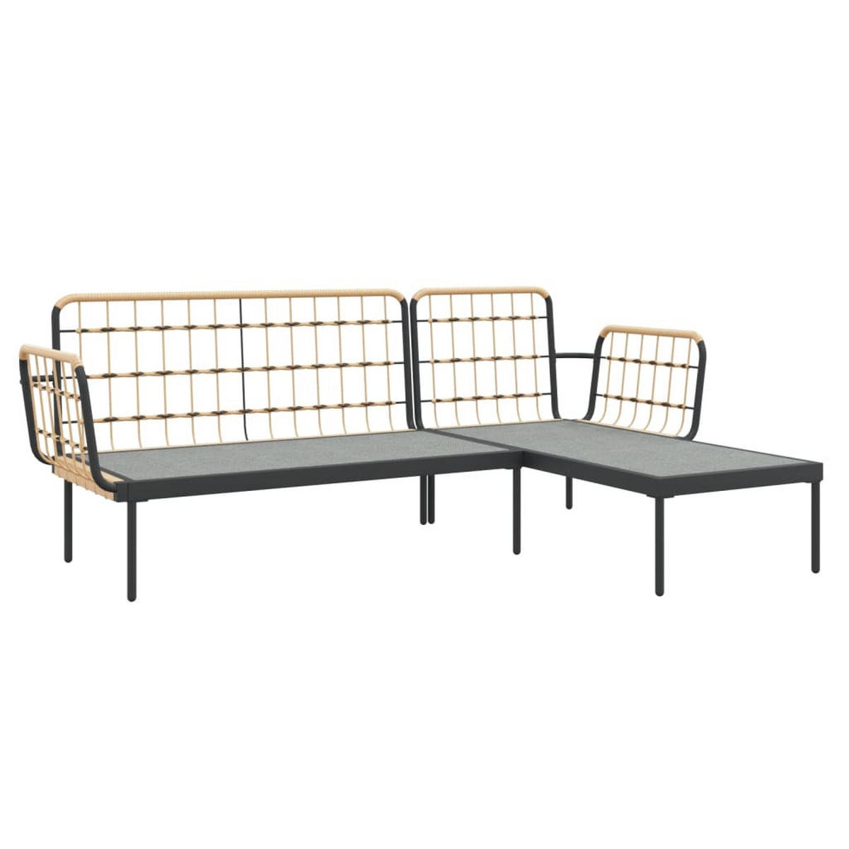 GARTEN-LOUNGE-SET 3Er Set Mit Kissen Dunkelgrau Poly Rattan - Anthrazit, Kunststoff - vidaXL