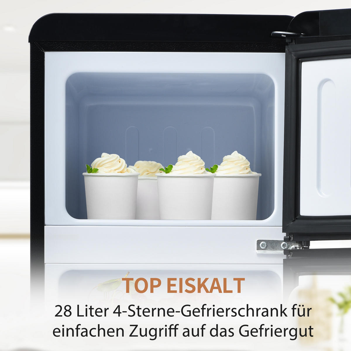 KUHLSCHRANK 41/45.5/105.5 cm Schwarz mit 92 Liter Gesamtvolumen und LED-Licht - Schwarz, Kunststoff (45.5/105.5/41cm) - Oxeza