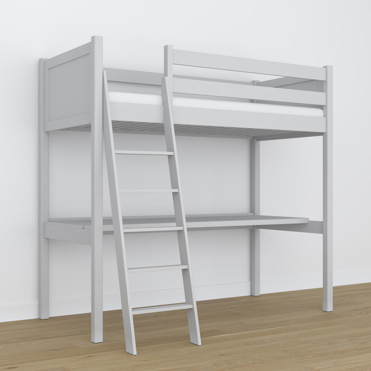 HOCHBETT N04 mit Schreibtisch Grau 80/200 - Grau, Naturmaterialien/Holz (80/200cm) - N-Wood