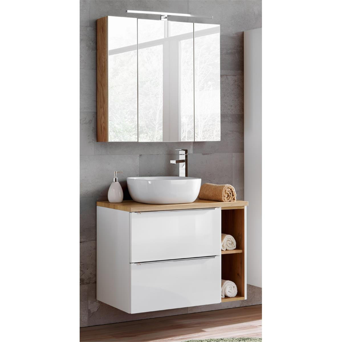 BADMÖBEL-SET 2-TLG. Toskana-56 - Weiß, Holzwerkstoff (80/200/46cm) - Lomado