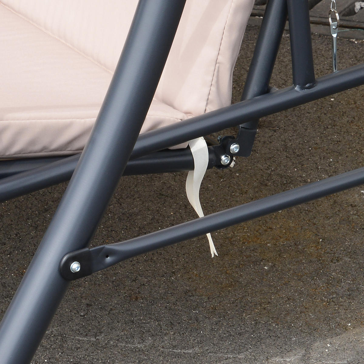 HOLLYWOODSCHAUKEL DE-06951 Mit Liegefunktion, 2-in-1, Sonnenschutz Braun - Beige/Schwarz, Metall (200/170/125cm) - ComfortXL