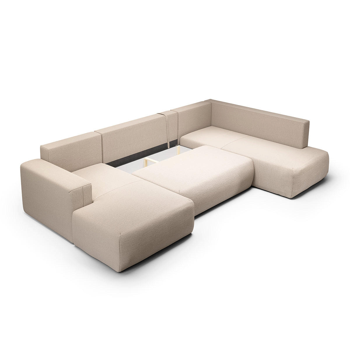 PANORAMASOFA Bliss 5 Sitzplätze Beige - Beige, Holz (335/72/200cm) - Petits-meubles
