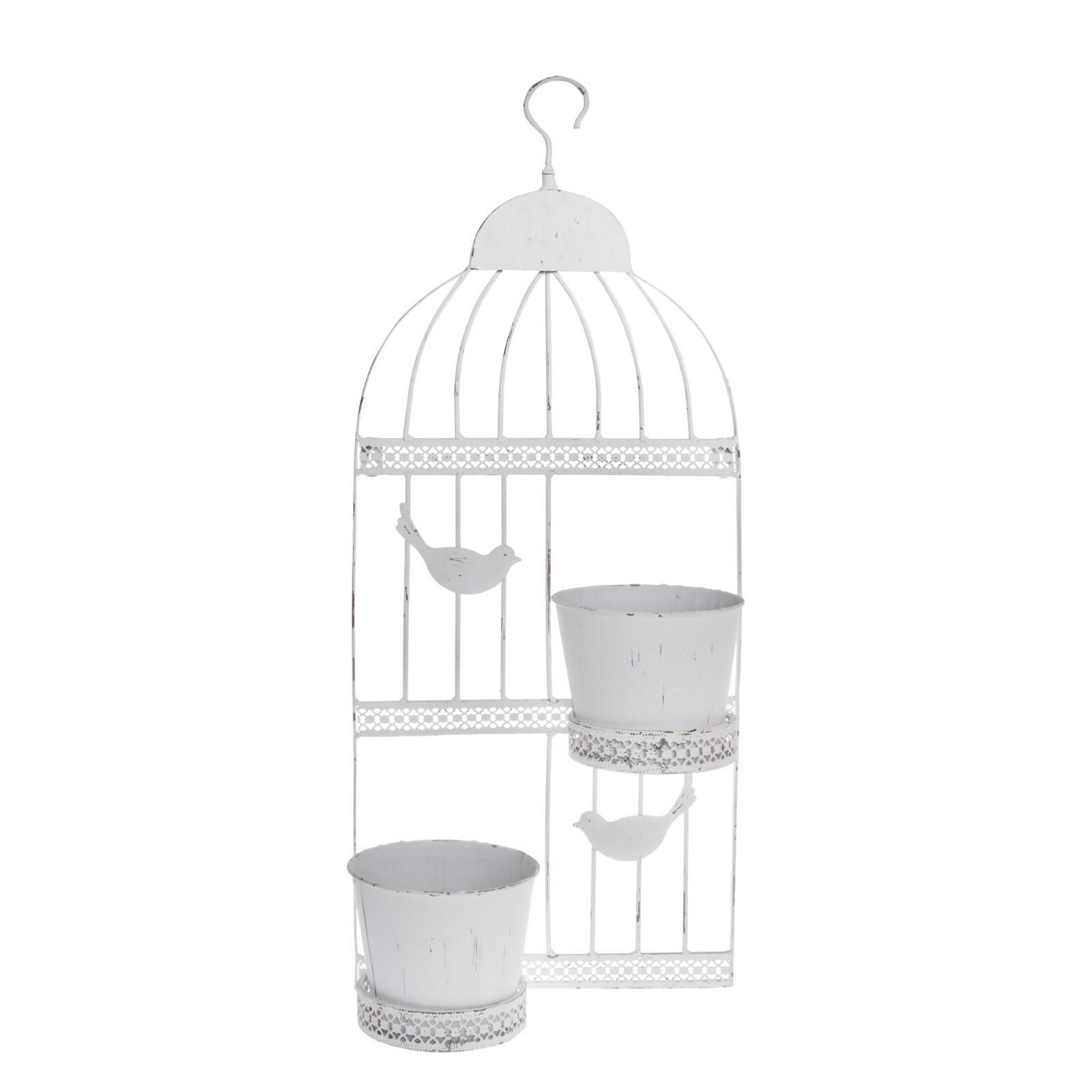 WAND-BLUMENTÖPFE Vintage Birds Metall antik weiß - Weiß, Metall (28.5/75/14cm) - DESIGN DELIGHTS