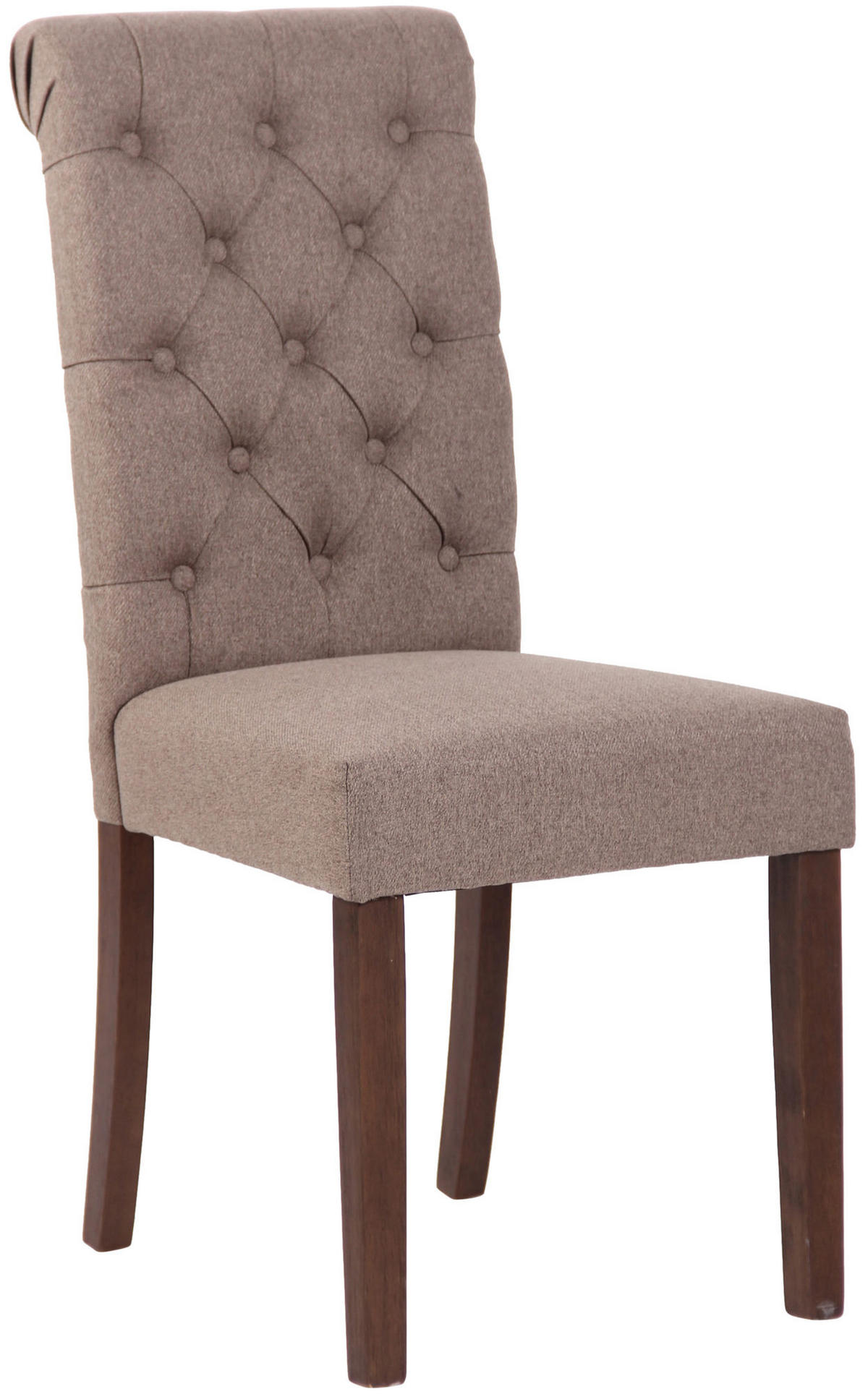 ESSZIMMERSTUHL Lisbon Stoff, Gestell Kautschukholz Braun Taupe - Braun/Grau, Holz/Textil (45/98/63cm) - TPFLiving