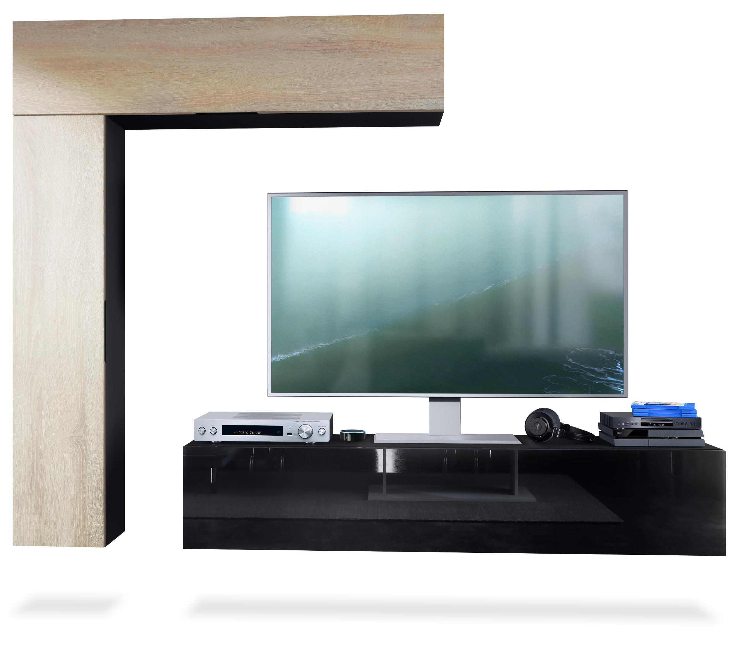 Vladon Wohnwand Eiche San Remo 320x182x39 cm