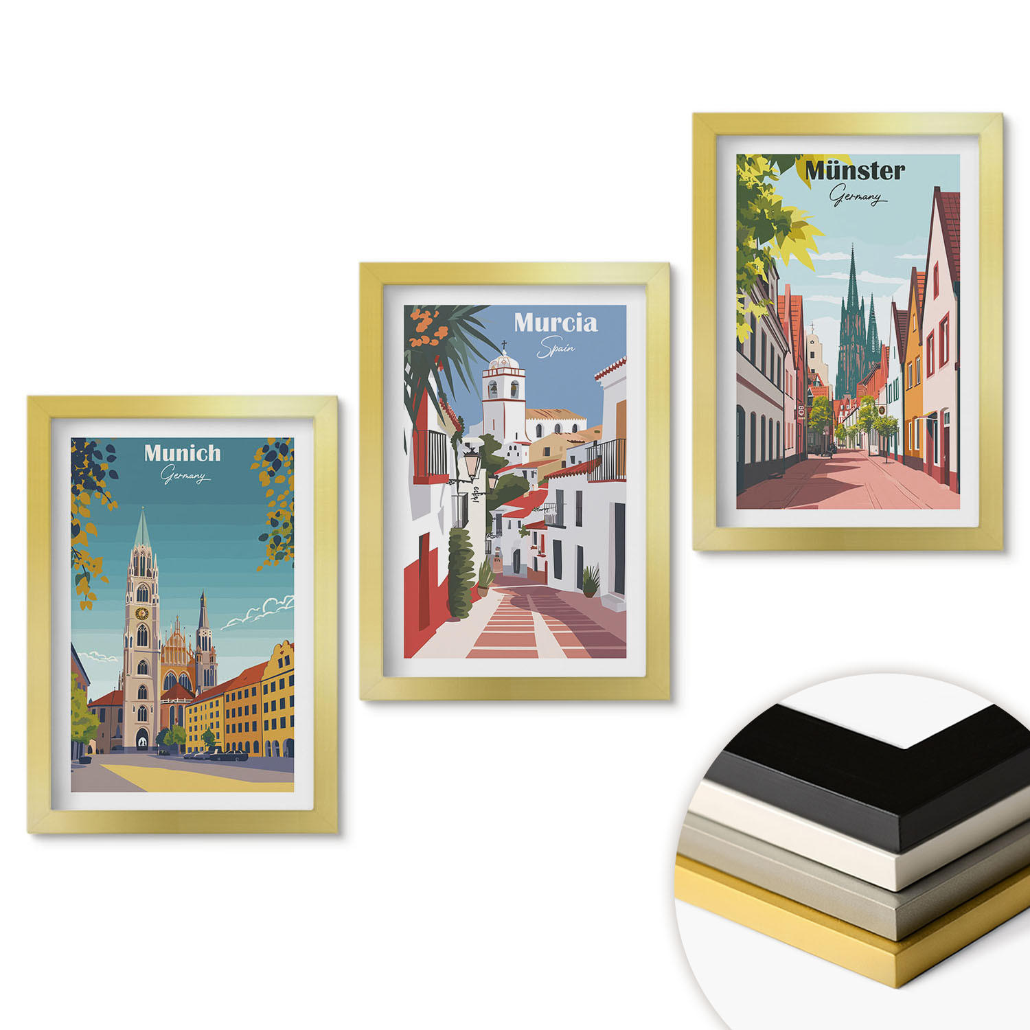 ArtPrintCave Wandbilder Gold 20x30 cm