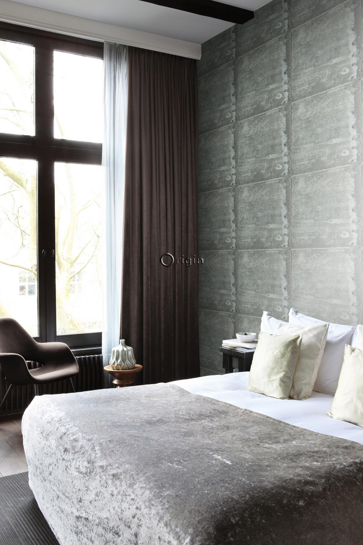 TAPETE große verwitterte rostige Metallplatten 53 cm x 10.05 m - Türkis, Papier (53/1000cm) - Origin Wallcoverings
