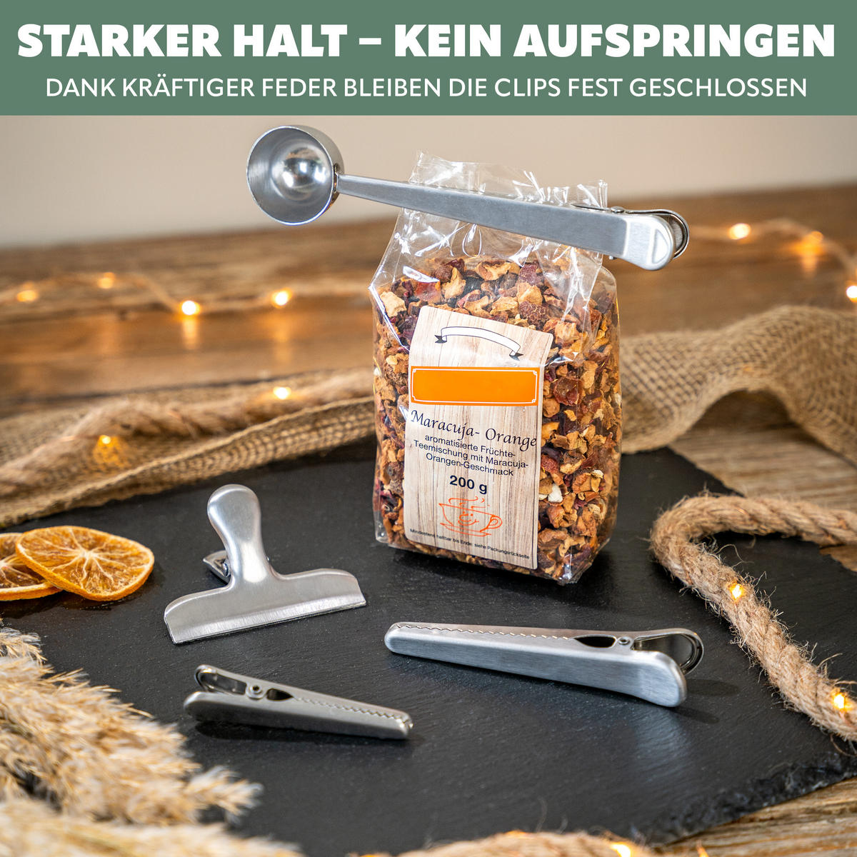 VERSCHLUSSKLAMMERN 7er-Set, silber - Edelstahlfarben, Metall (2.5/2.5/17.5cm) - bremermann