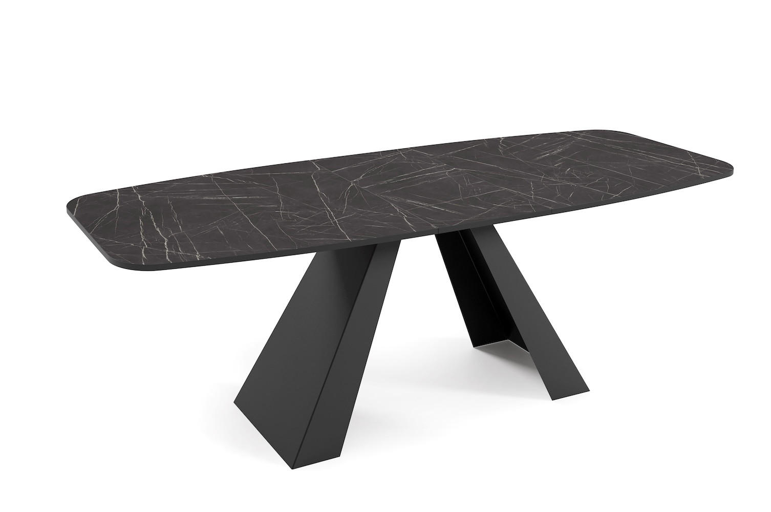 ESSTISCH Myron Pietra Grigia Schwarz / Schwarz 160/200 / 80 / 76cm - Anthrazit/Schwarz, Holz/Holzwerkstoff (160/80/76cm) - Feldmann-Wohnen