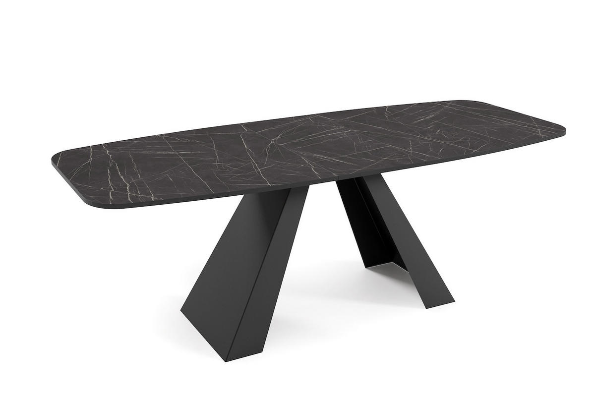 ESSTISCH Myron Pietra Grigia Schwarz / Schwarz 160/200 / 80 / 76cm - Anthrazit/Schwarz, Holz/Holzwerkstoff (160/80/76cm) - Feldmann-Wohnen