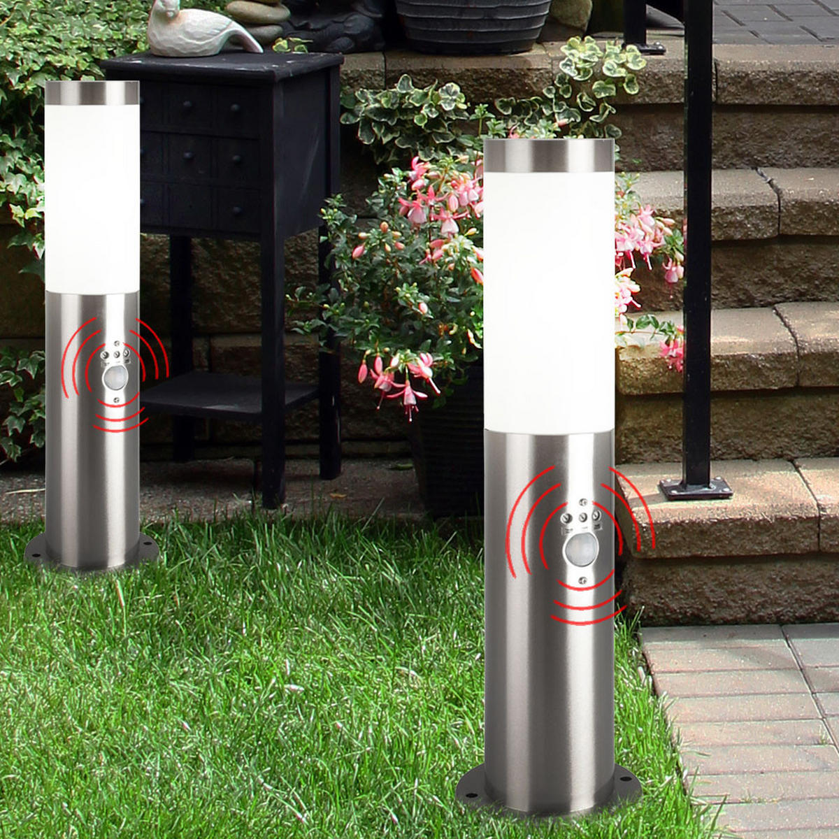 LED WEGELEUCHTE Edelstahl Anthrazit 2er Set - Anthrazit, Metall (7.6/7.6/45cm)