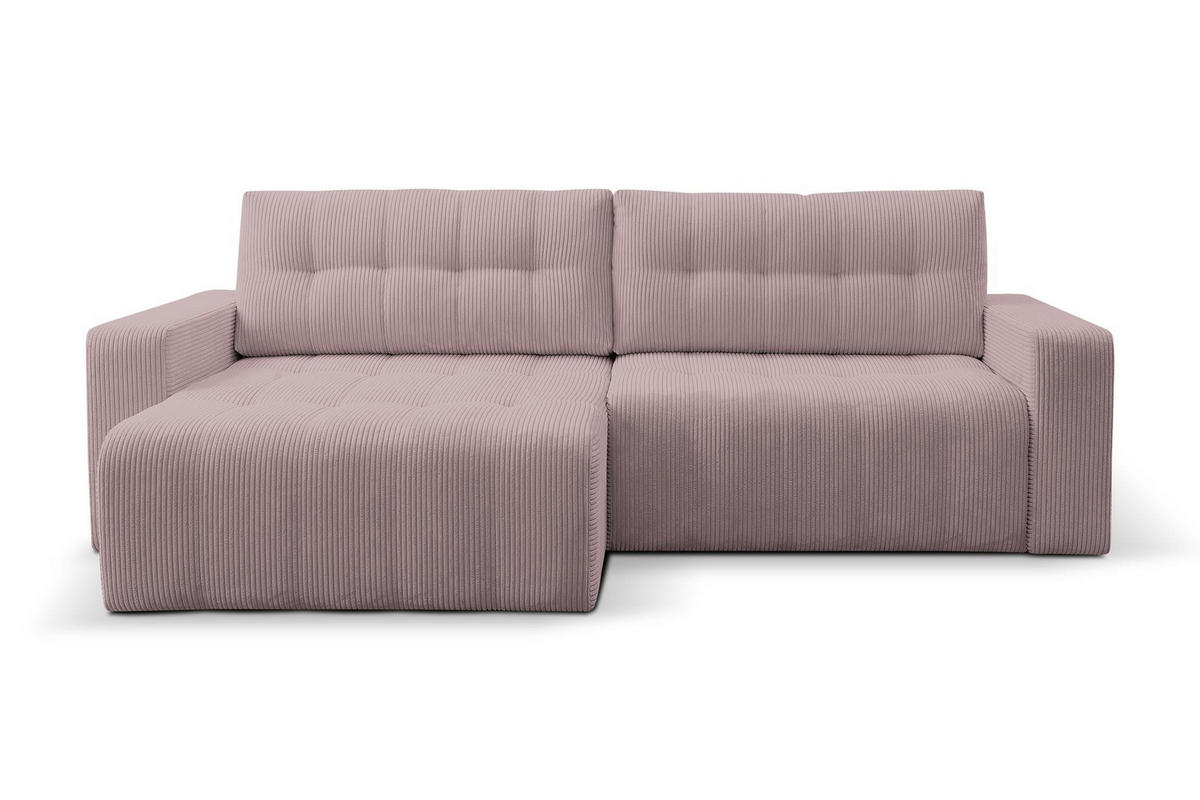 ECKSOFA Masina Rosa, Schlafsofa aus Cordstoff - Rosa, Holzwerkstoff (245/143cm) - Bettso