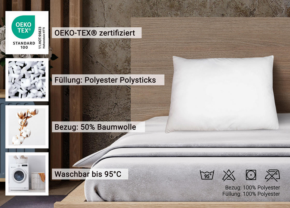 KISSEN, 50x70 cm, 50% Polyester, 50% Baumwolle, Weiß - Weiß, Textil (50/70cm) - Zollner