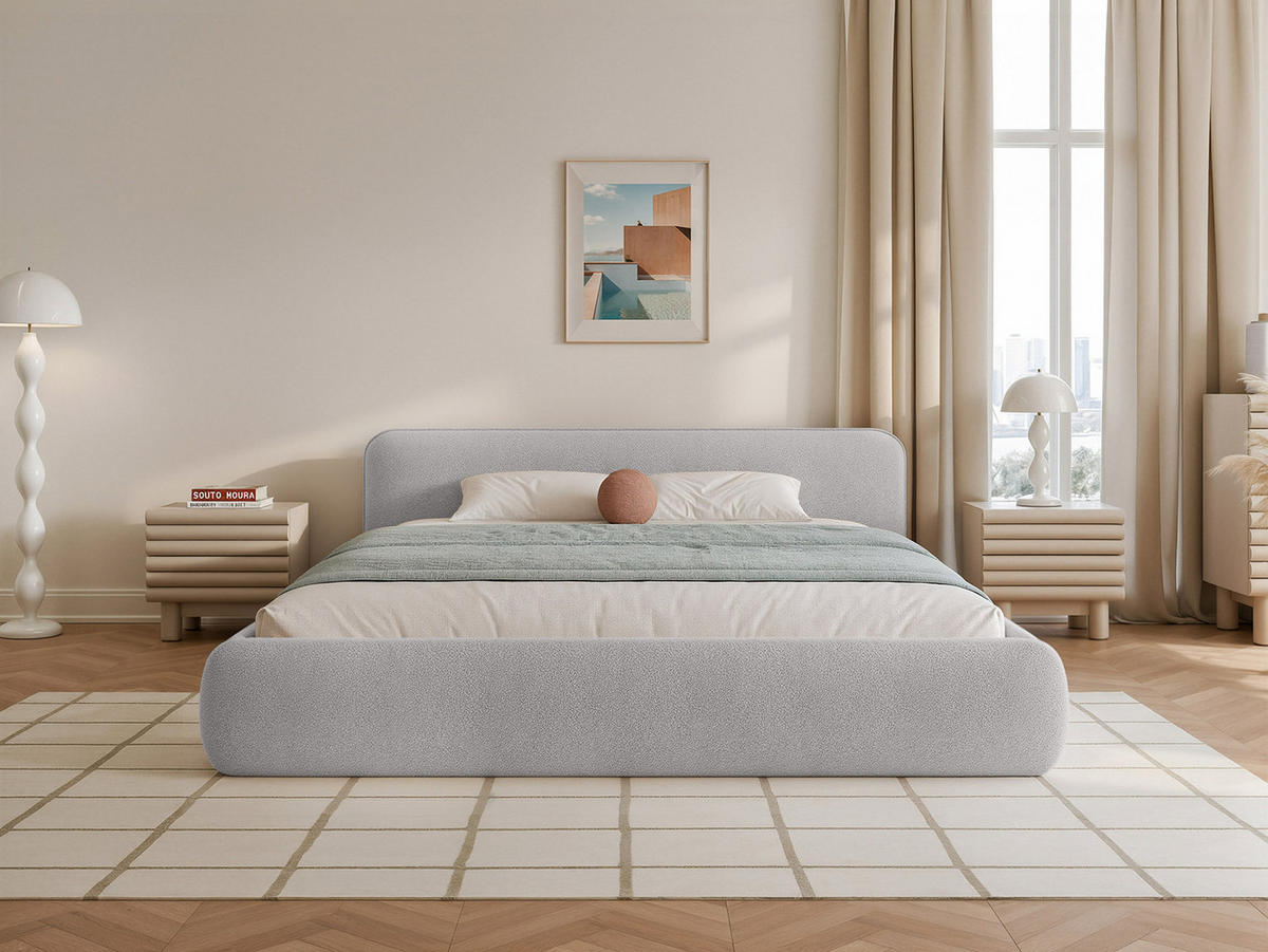 POLSTERBETT Taftan 120x200 cm, Silber - Hellgrau, Textil (200/120cm) - Fedve