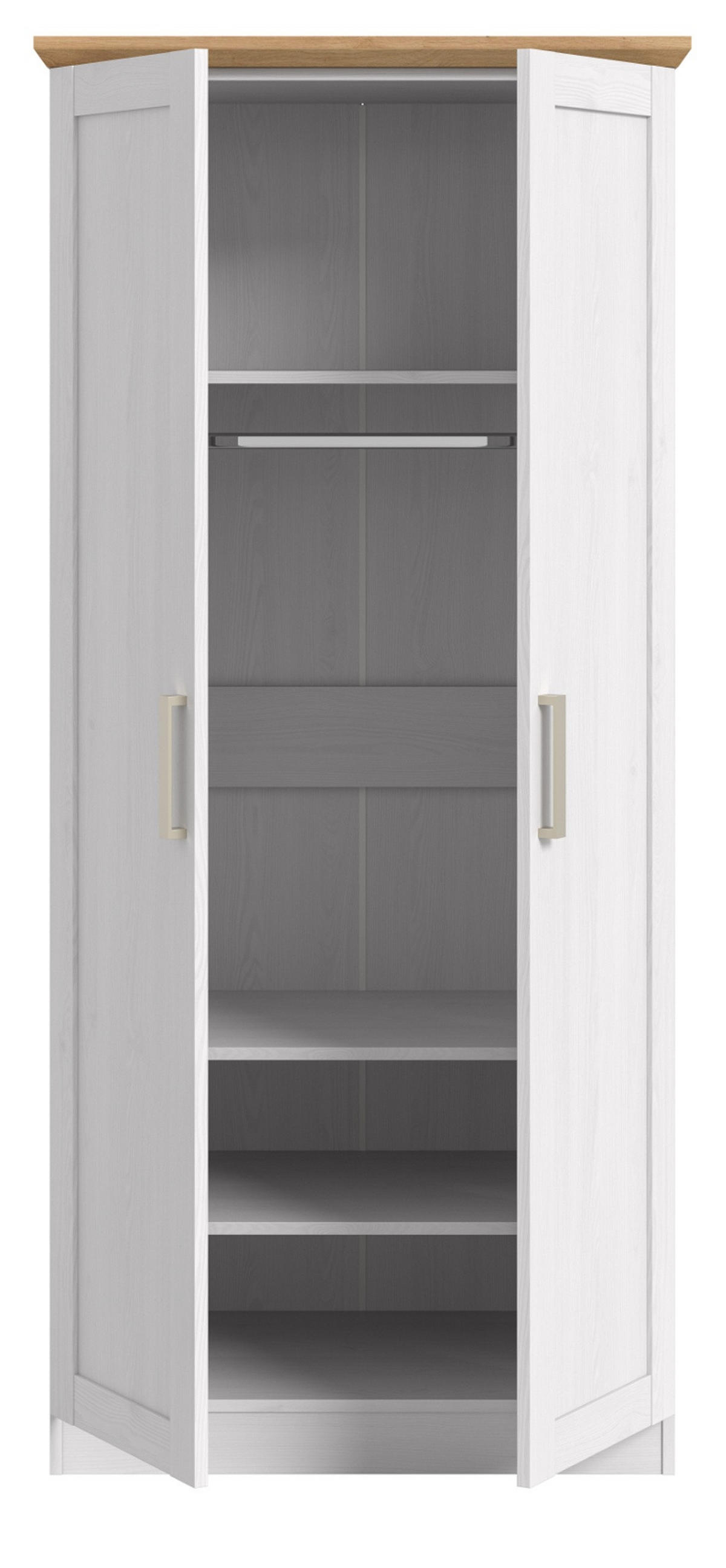 KLEIDERSCHRANK weiß Lärche, Eiche Artisan 2-türig 84 cm, Drehtürenschrank im Landhaus-Stil - Beige/Lärchefarben, Holzwerkstoff/Kunststoff (84/185/54cm) - Inn.Furn