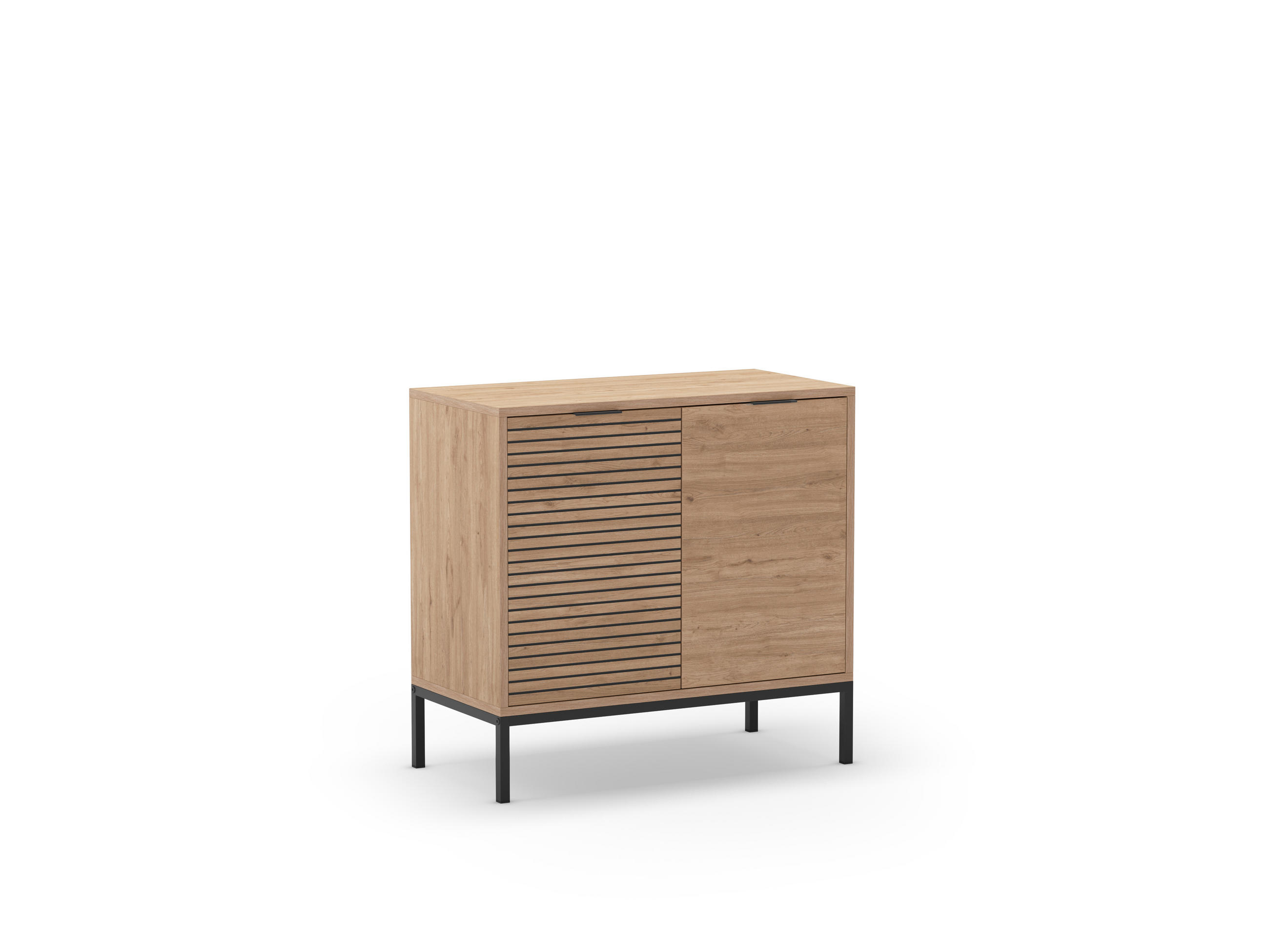 KLEINES Buffet mit 2 Türen und Metallfüßen Ariel - L80 cm - Braun, Holz (40/80/80cm) - Calicosy