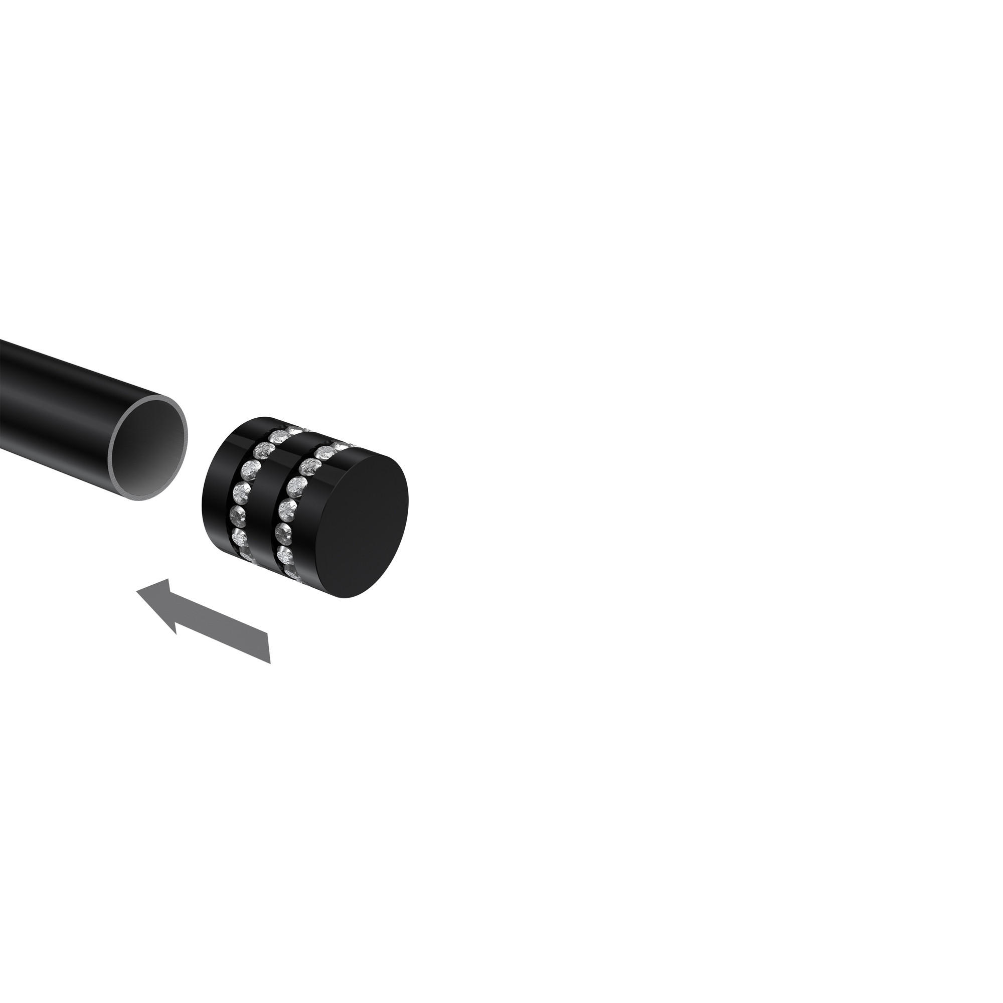 ENDSTÜCKE FÜR GARDINENSTANGEN 20 mm Ø, Estana Schwarz, Packung 2 Stück - Schwarz, Metall (2.6/2.8/2.8cm) - INTERDECO