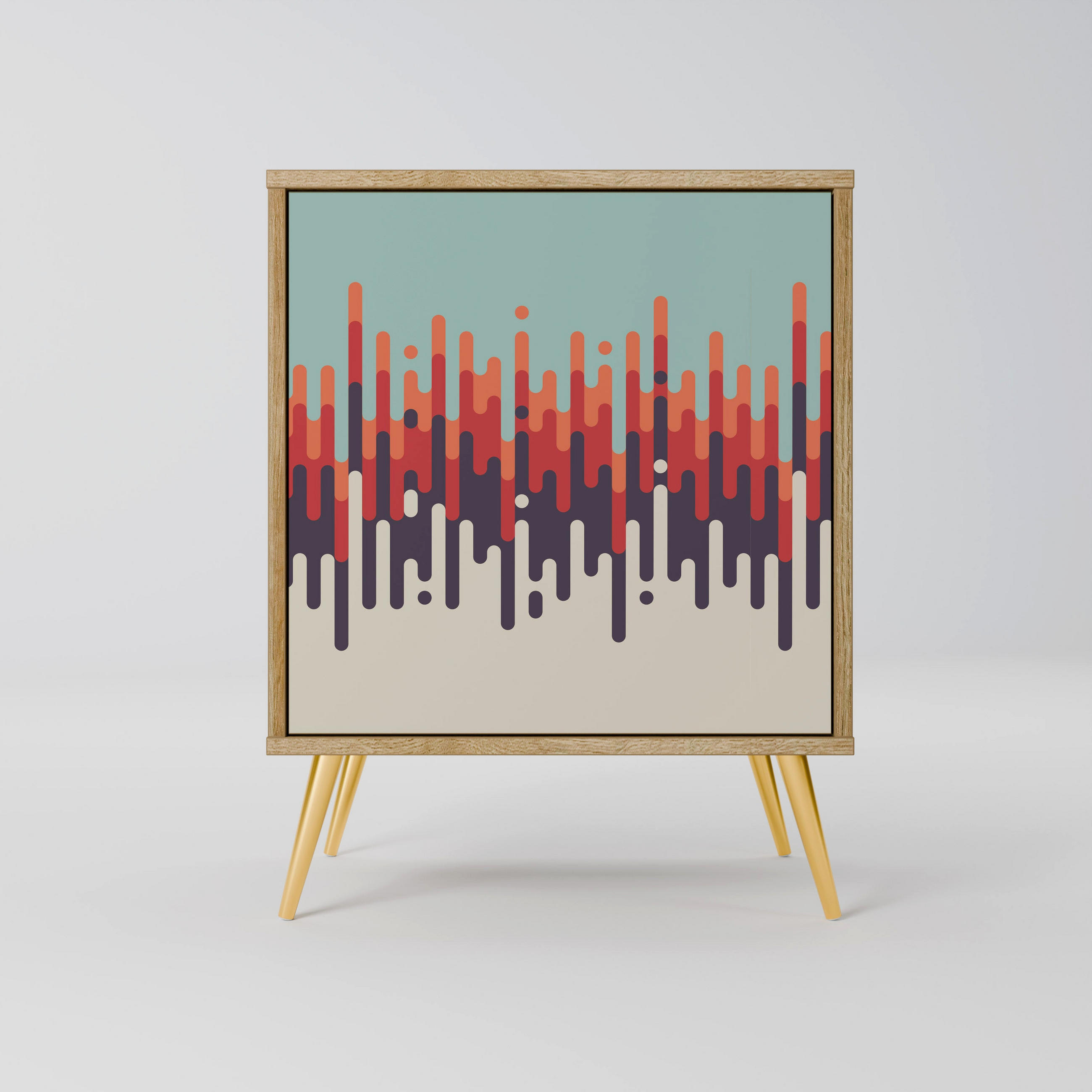 SIDEBOARD CHROMA CONTOURS, Eichefarben, 57,5x42x75,5 cm, Goldfarbene Metallfüße - Eichefarben/Goldfarben, Holzwerkstoff/Metall (57.5/75.5/42cm) - SpaceRebels