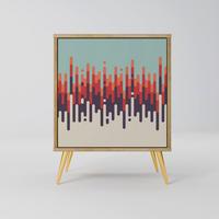 SIDEBOARD CHROMA CONTOURS, Eichefarben, 57,5x42x75,5 cm, Goldfarbene Metallfüße - Eichefarben/Goldfarben, Holzwerkstoff/Metall (57.5/75.5/42cm) - SpaceRebels