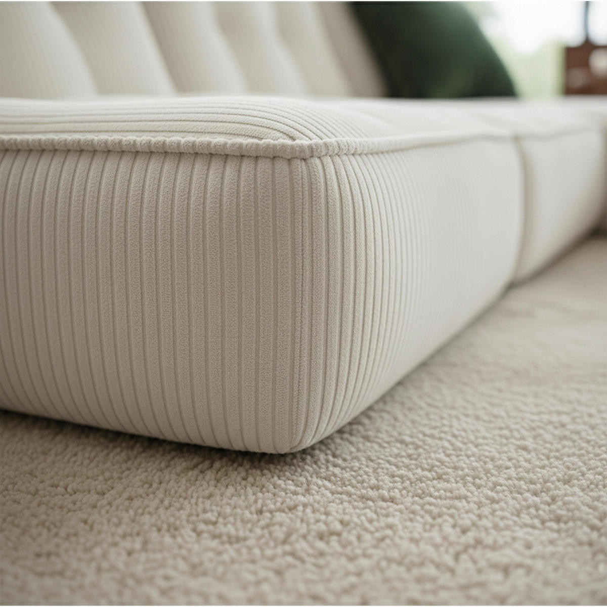 GARTENSOFA mit 4 Sitzplätzen, Ecru - Weiß, Textil (320/70/165cm) - Oviala