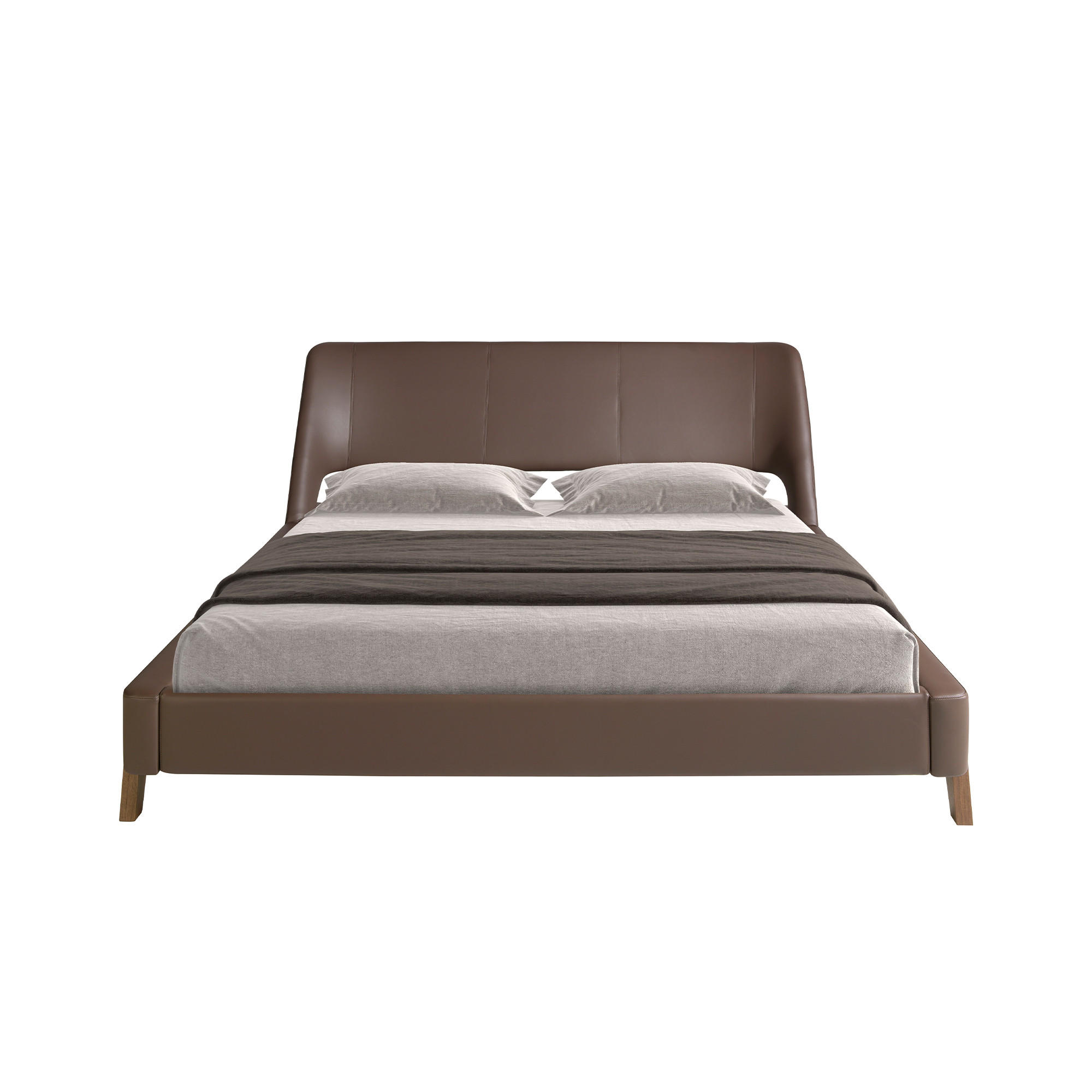 BETT Braun Walnuss 205/237/95 cm - Walnussfarben/Braun, Leder (180/200cm) - ANGEL CERDA