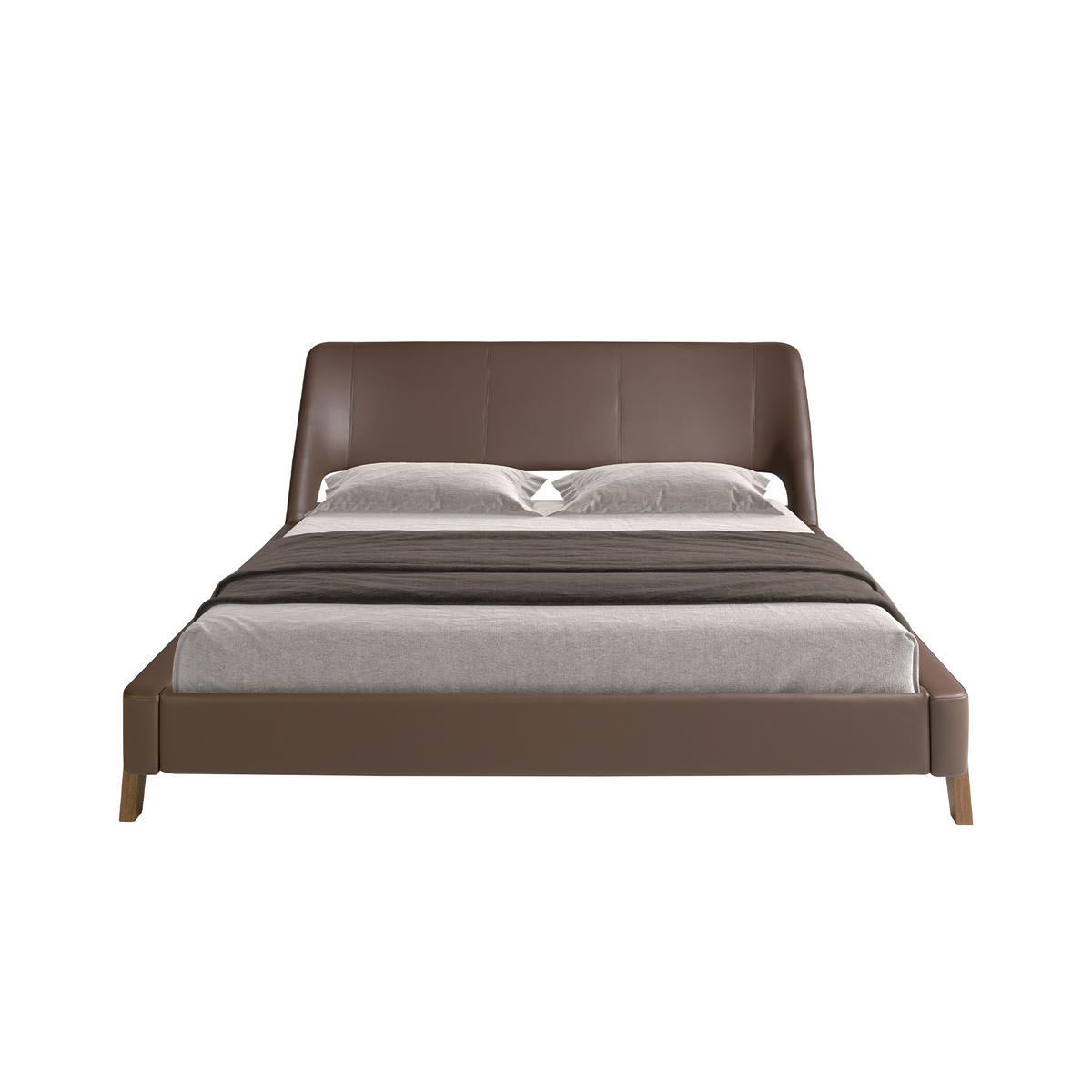 BETT Braun Walnuss 205/237/95 cm - Walnussfarben/Braun, Leder (180/200cm) - ANGEL CERDA