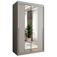 SCHIEBETÜRENSCHRANK mit Spiegel 120 cm Breite Kaschmirmit silbernem Griff - Kaschmir/Silberfarben, Holzwerkstoff (120/200/62cm) - Home Collective
