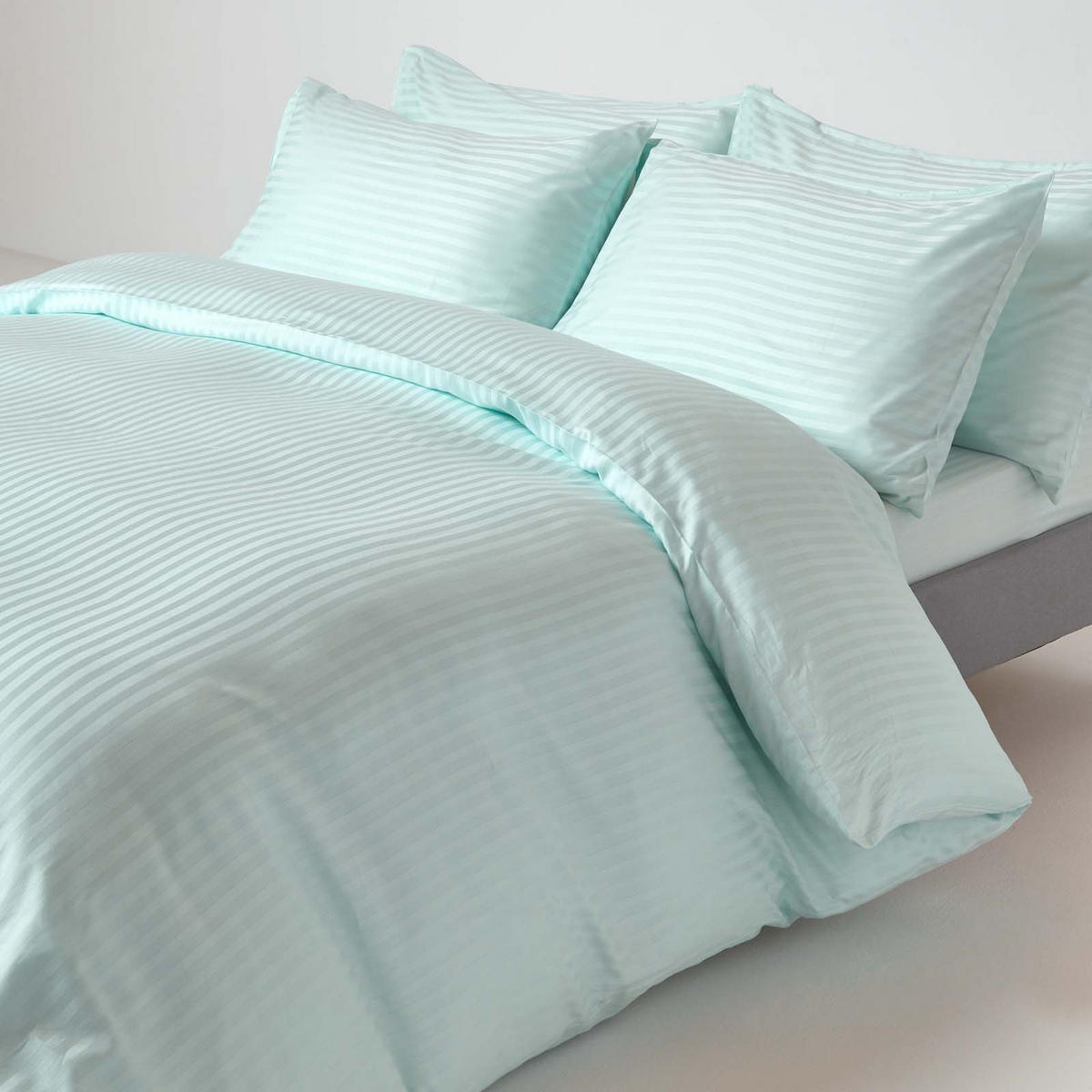 DAMAST-BETTLAKEN ohne Gummizug, 100% Ägyptische Baumwolle - Blau, Textil (180/290cm) - Homescapes