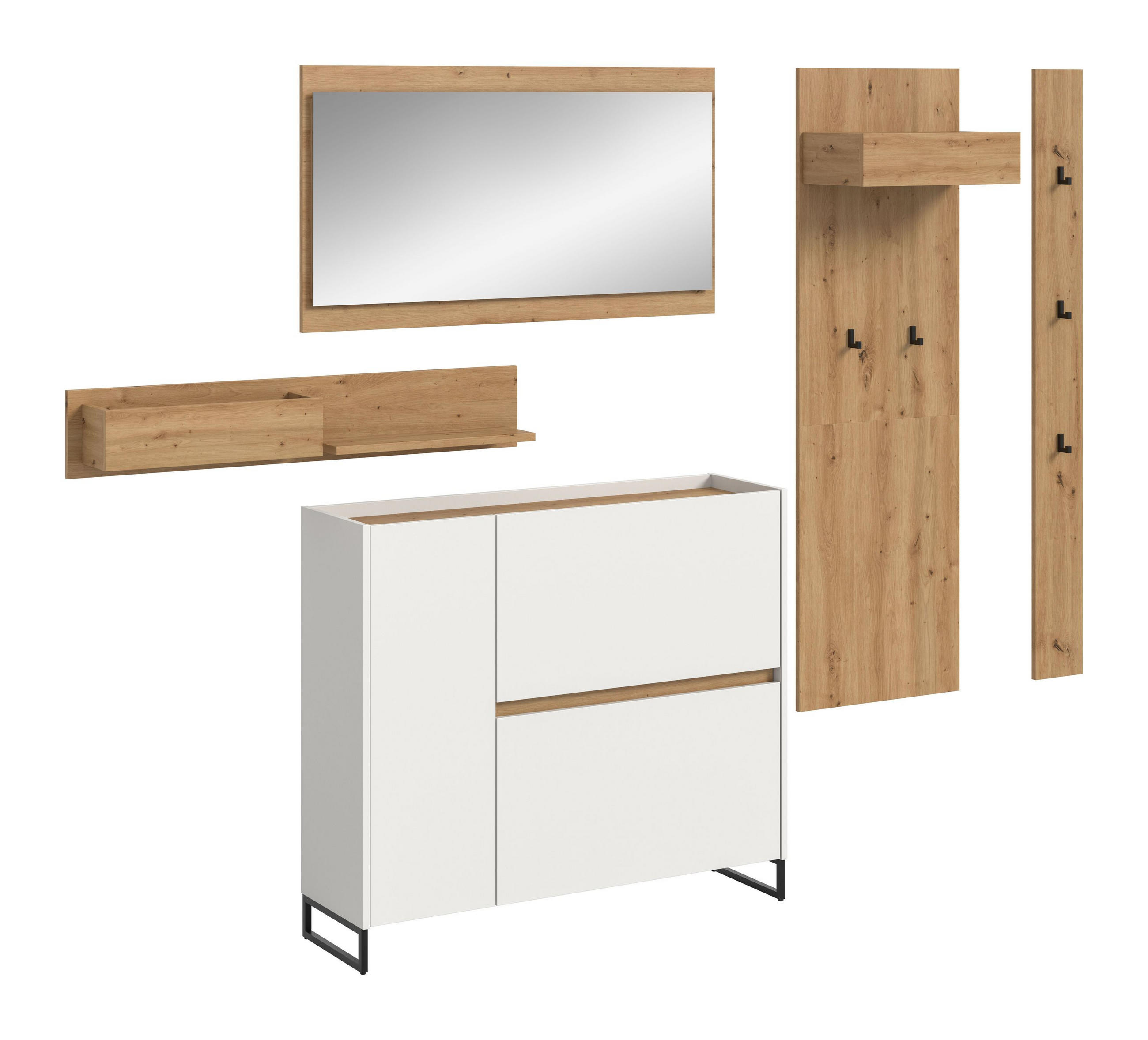 GARDEROBE Flow (B/H/T: ca. 236/192/32 cm) 5 tlg. in Weiß/weiß - Weiß, Holzwerkstoff (236/192/32cm) - Homes & Jones