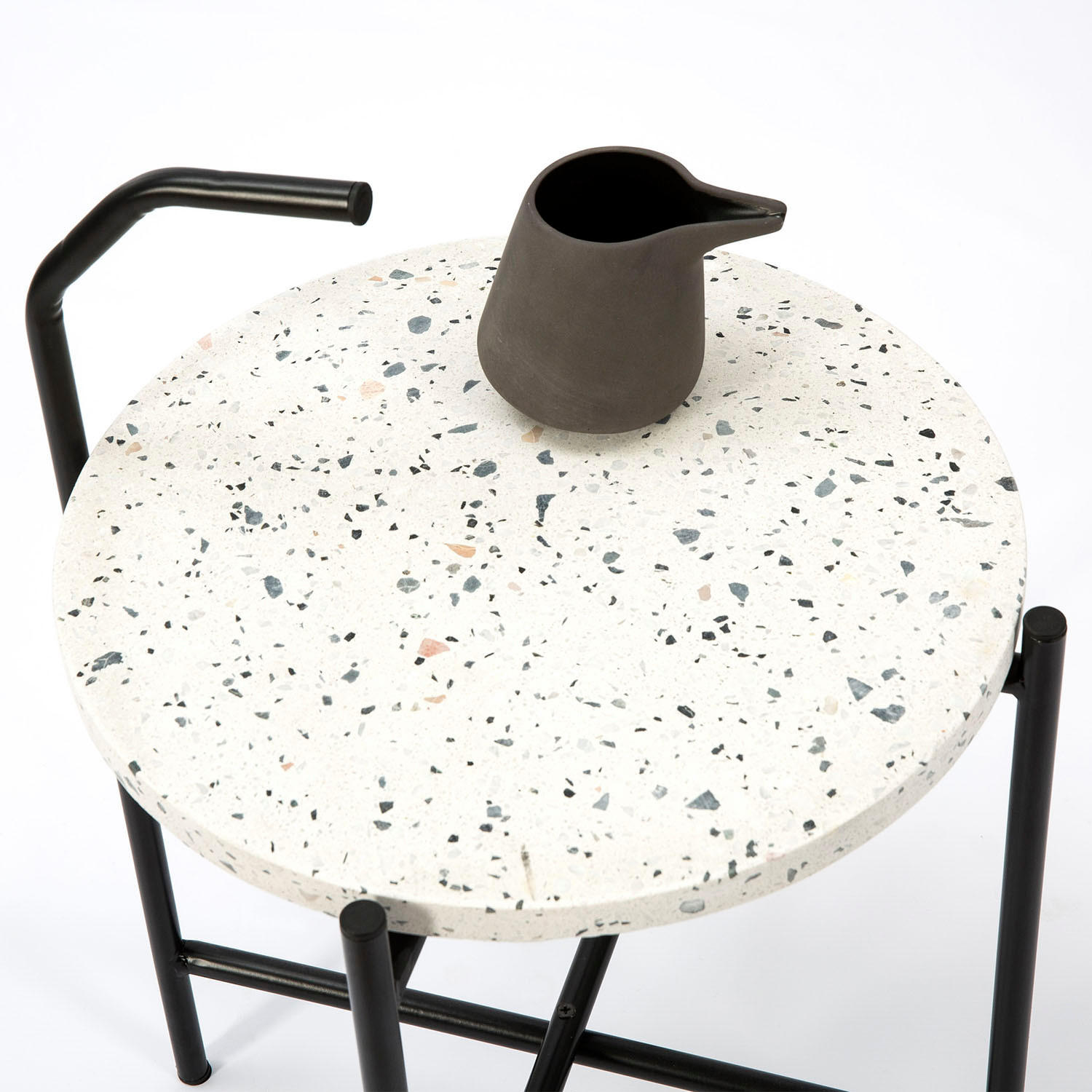 BEISTELLTISCH Yala, weißer Terrazzo - Weiß, Stein (51/41/41cm) - VS Venta-stock