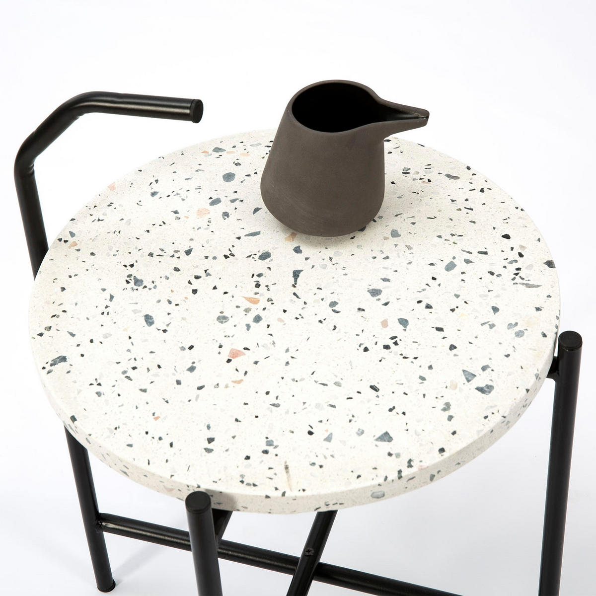 BEISTELLTISCH Yala, weißer Terrazzo - Weiß, Stein (51/41/41cm) - VS Venta-stock