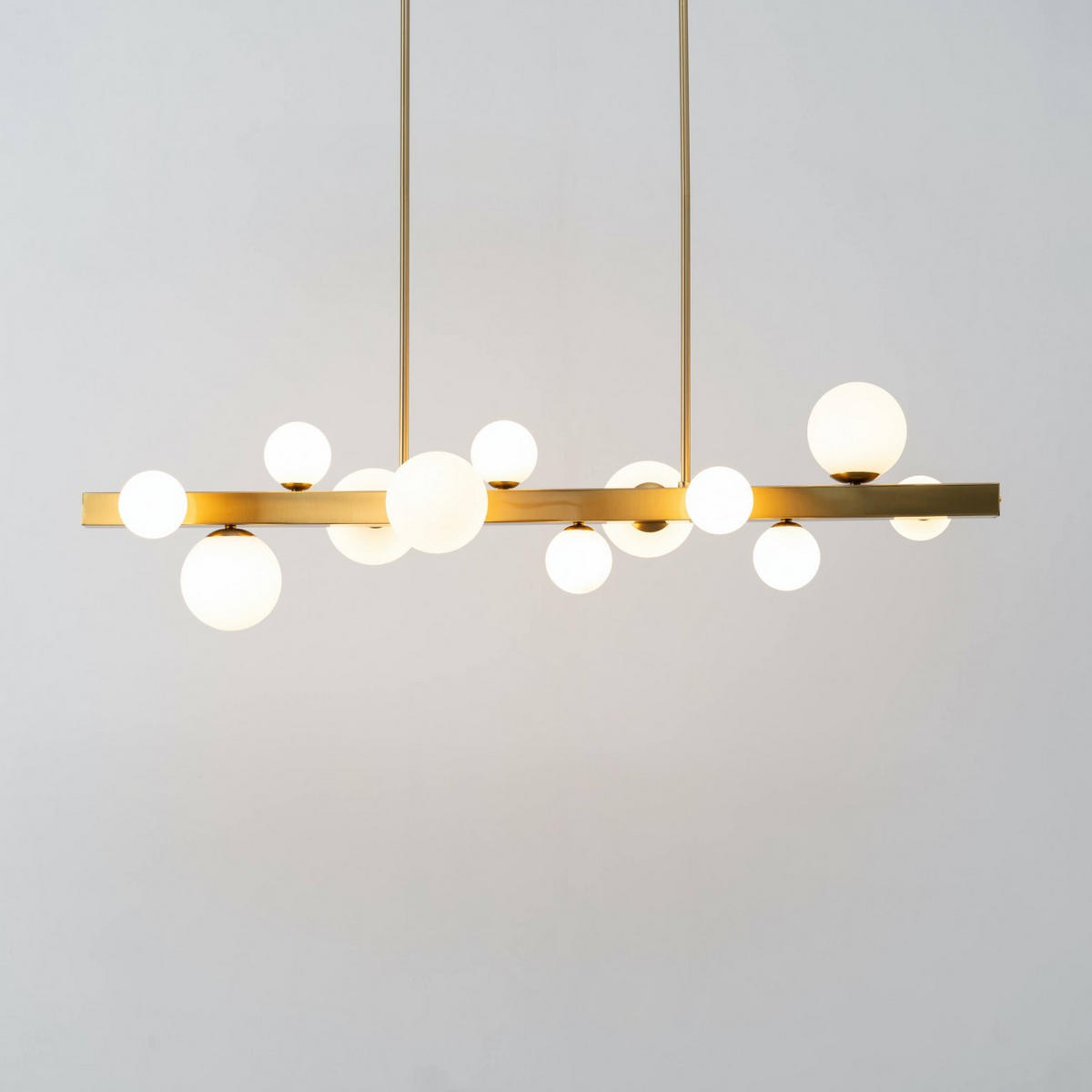 HÄNGELEUCHTE Oromia, Gold / Messing, 110cm - Goldfarben, Glas (110/35/17cm) - KOSILUM