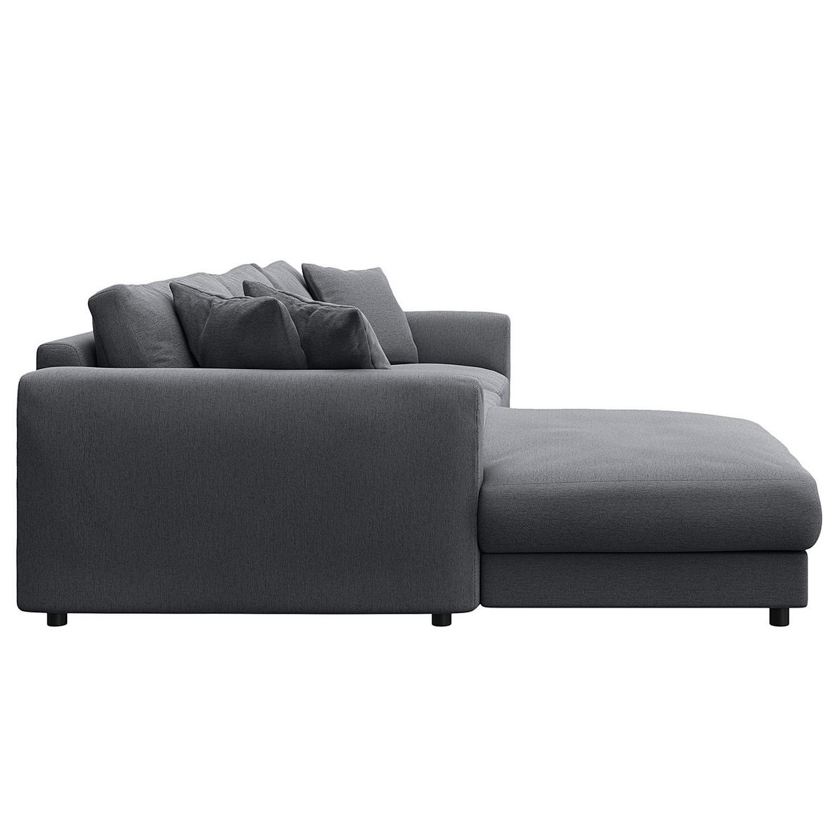 ECKSOFA mit Longchair - Schwarz/Grau, Holz/Kunststoff (286/183cm) - home24