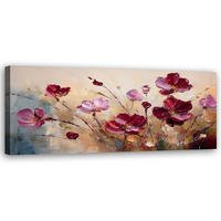 WANDBILD rot bemalte mohnblumen - Lila, Textil (90/30cm) - Feeby