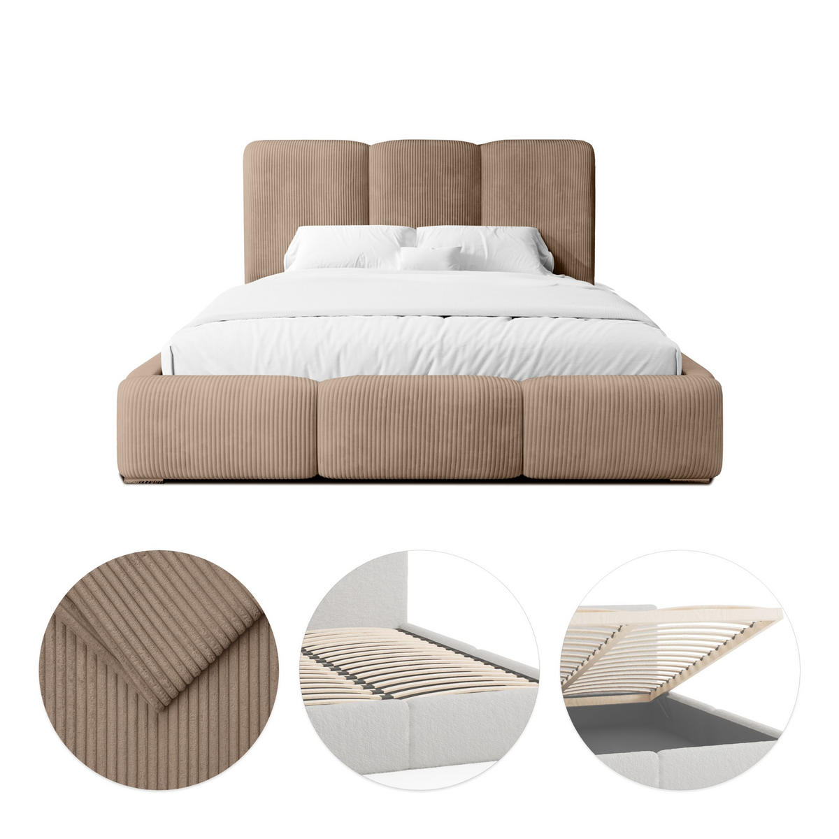 POLSTERBETT Doppelbett Walmer 160x200 cm Braun - Braun, Textil (160/200cm) - Fedve