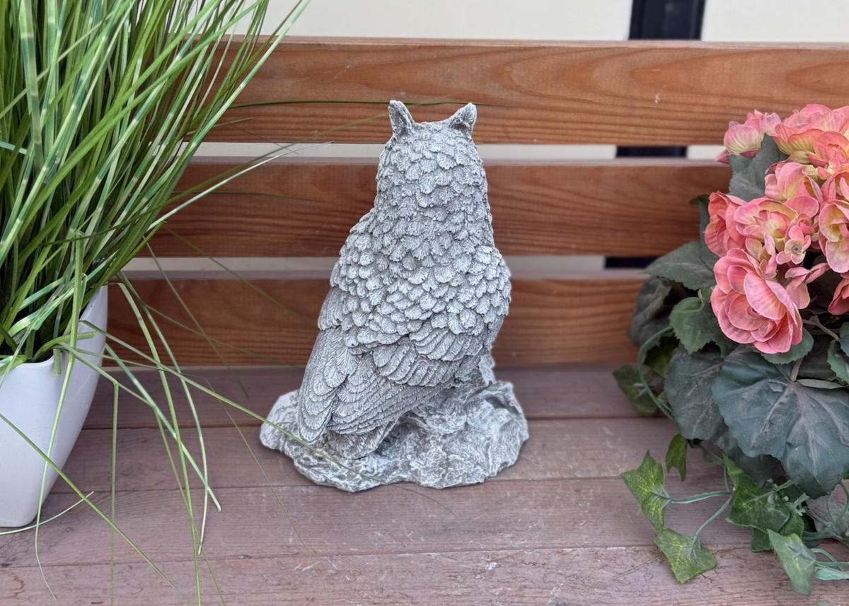 STEINFIGUR Eule Eulen Eulenpäärchen frostfest massiv - Grau, Stein (16/23/12cm) - stoneandstyle