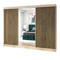 SCHWEBETÜRENSCHRANK 200 CM FARA Farbe: Sonoma / schwarz - Schwarz/Braun, Holzwerkstoff (200/215/59.5cm) - A&J MöbelLand