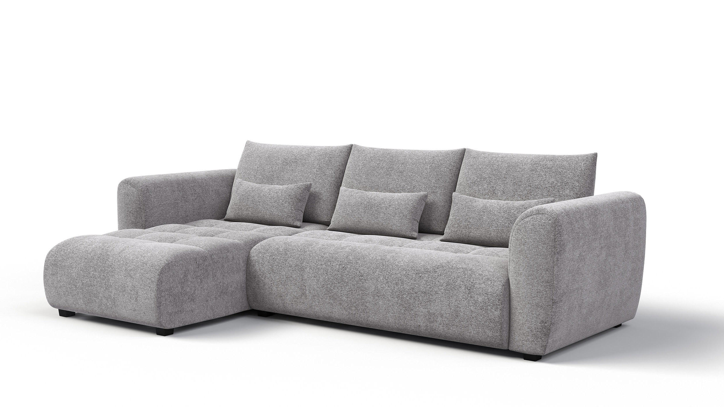 ECKSOFA SORENO 4-Sitzer, platingrau - Schwarz/Grau, Holz/Textil (293/171cm) - Courtois Laville