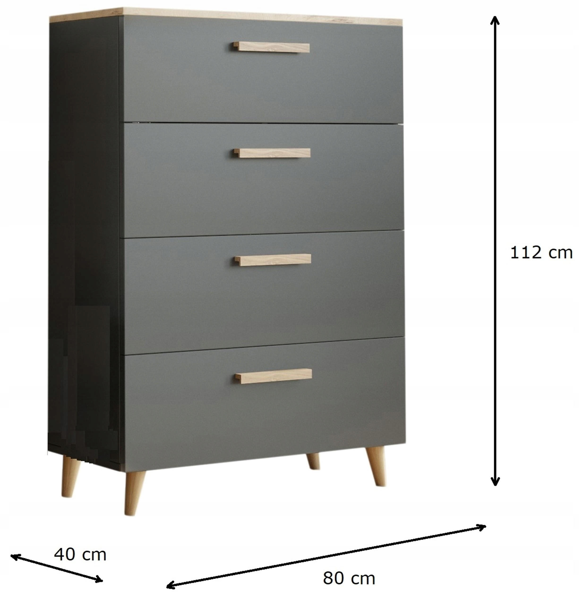 KOMMODE Oslo Anthrazit-Artisan Eiche 80/40/112 cm - Multicolor, Holzwerkstoff (80/112/40cm) - Matkam Möbel