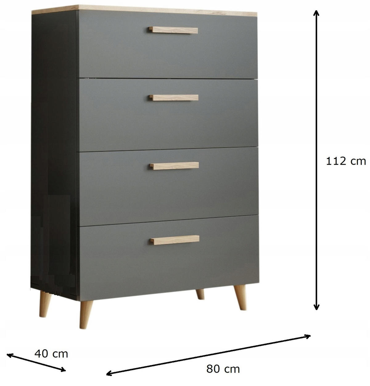 KOMMODE Oslo Anthrazit-Artisan Eiche 80/40/112 cm - Multicolor, Holzwerkstoff (80/112/40cm) - Matkam Möbel