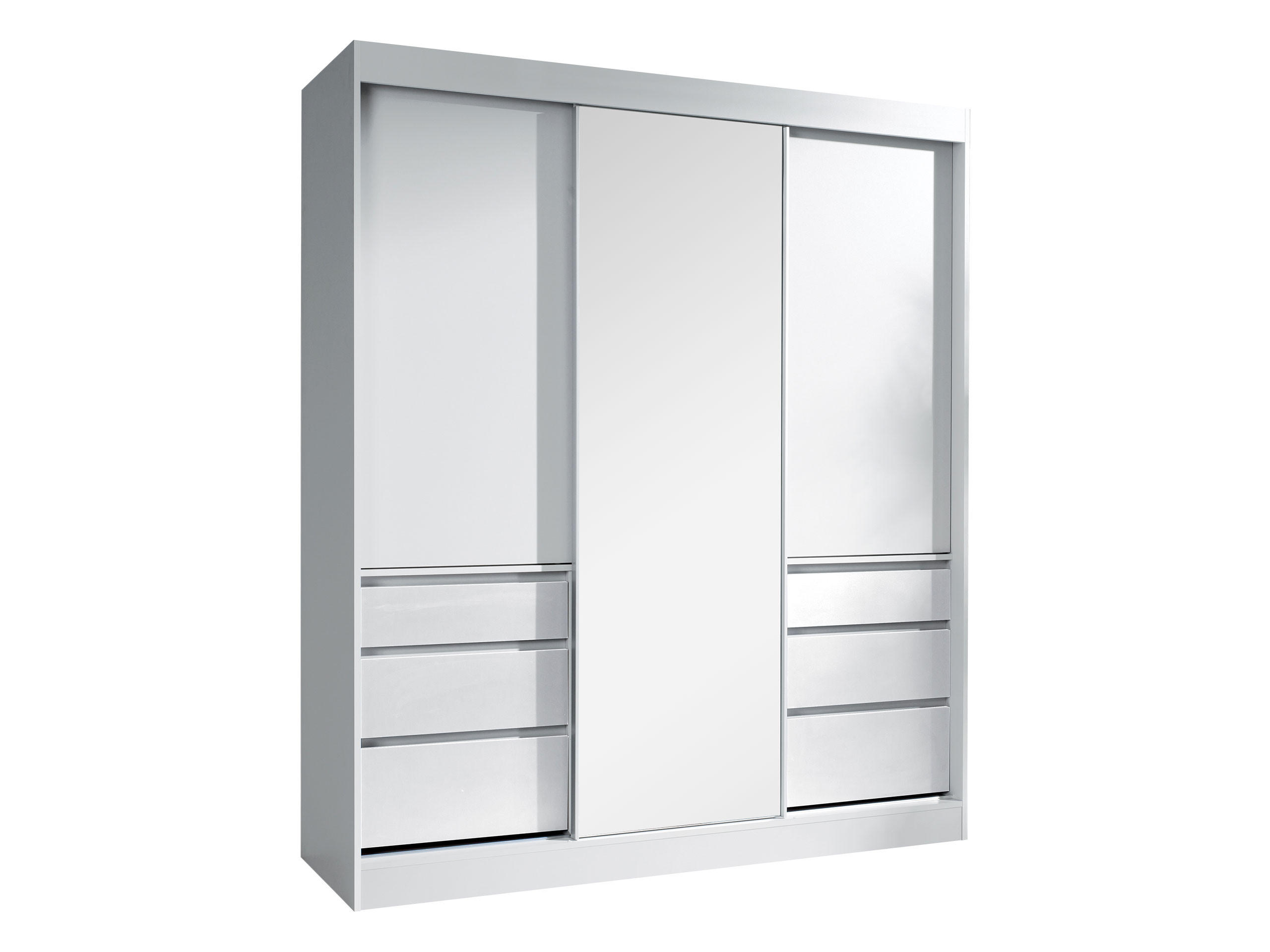 SCHWEBETÜRENSCHRANK Haiti 180 mit Spiegel - Weiß, Holzwerkstoff (180/216/65cm) - MIRJAN24