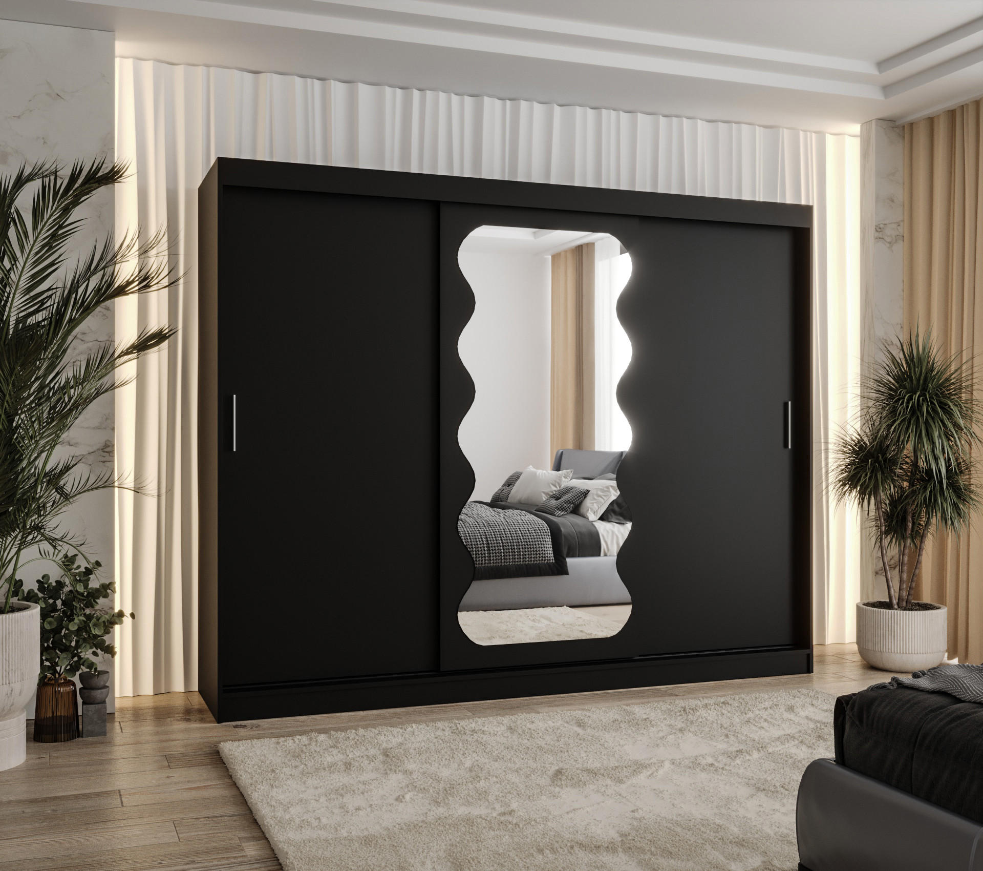 SCHWEBETÜRENSCHRANK 200/250/62 3-türig - Silberfarben/Schwarz, Holz (250/200/62cm) - MÖBEL KRYSPOL