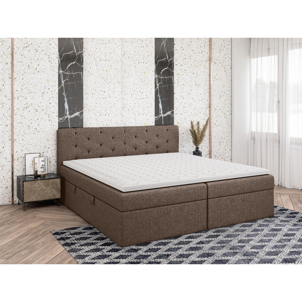 Thumbnail - Fedve Boxbett, Braun, Textil, 140x200 cm, Schlafzimmer, Betten, Boxspringbetten