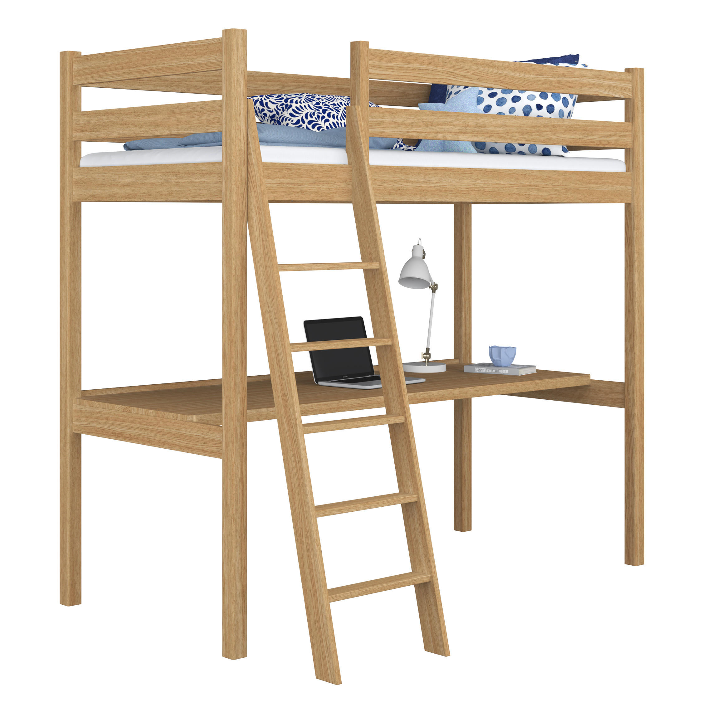 HOCHBETT N03 mit Schreibtisch Eiche Natur 80/190 - Eiche Artisan, Naturmaterialien/Holz (80/190cm) - N-Wood
