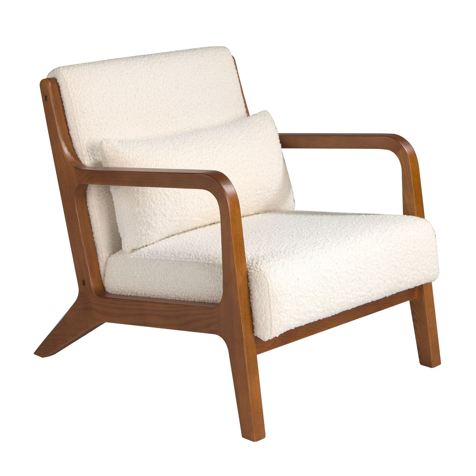 SESSEL Weißer Stoff 68/86/74 cm - Walnussfarben/Creme, Holz/Textil (68/74/86cm) - ANGEL CERDA